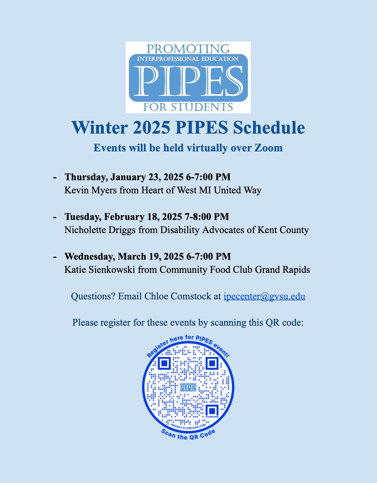 Winter 2025 PIPES Schedule
